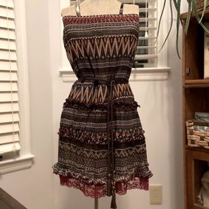 Gorgeous Lulumari Strapless Dress Boho Print L